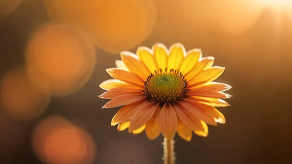 Macro view of sunlit orange flower