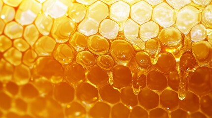 Bee combs are filled with honey that flows down