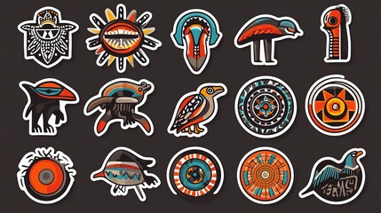 Naklejka premium Native American Art: A Collection of Stickers