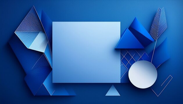 a minimalist card exuding sophistication and modernity, featuring a rich blue background ideal for highlighting white text Geometric shapes and sharp lines evoke a sleek, tech inspired look