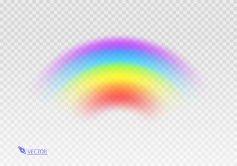 Graphic rainbow with transparent background  Shape arch realistic isolated on white transparent background. Colorful light and bright design element Vector illustration