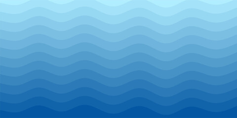 Sea waves. Blue river ocean wave layer vector background illustration