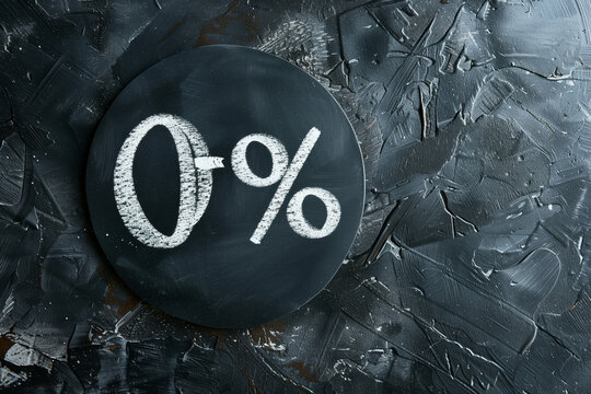 Black and white image of a circle with 0 percent written on iton it