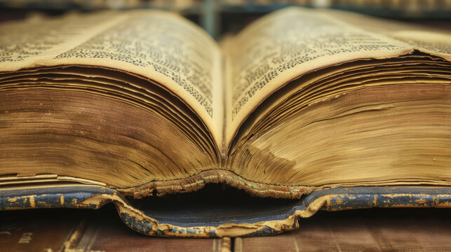 Old Book, Closeup Of Pages, Antique Text, Vintage Book, Aged Paper.