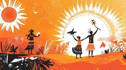 Sunrise Celebration: Indigenous Ritual in a Vibrant Landscape