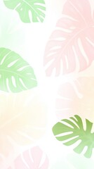 Fototapeta premium Pastel tropical leaves pattern with light green and pink shades