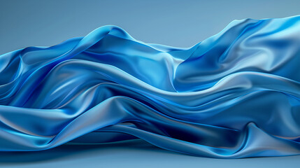 Obraz premium Floating Elegant Blue Fabrics | Graceful Movement and Soft Textures