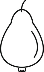 This minimal line art illustration depicts a ripe pear, emphasizing its elegant form and organic appeal