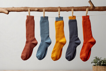 socks hanging on a hanger