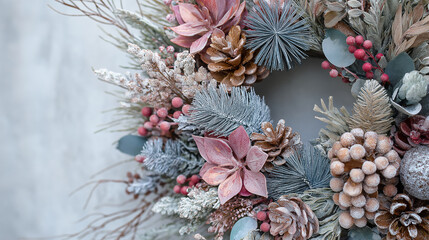 Christmas wreath pastel colours 
