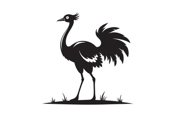 Ostrich silhouette vector illustration, Ostrich silhouette vector