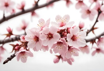 Sakura flower cherry blossom isolated on white background. Shallow depth. Soft toned