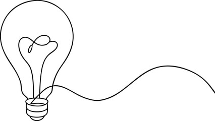 Continuous one line drawing  light bulb concept