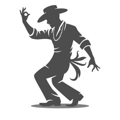 Cultural Cajun Jig dance silhouette. Dancer Vector artwork on isolated background.