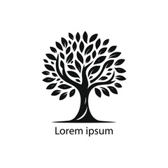 A black and white drawing of a tree with roots in the middle