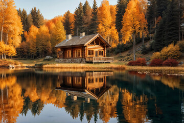 Fototapeta premium autumn landscape with reflection