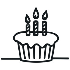 One line continuous muffin cupcake vector drawing.