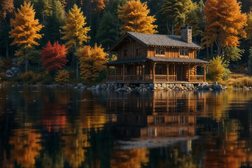 Naklejka premium japanese garden in autumn