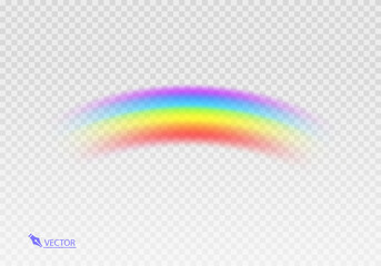 Graphic rainbow with transparent background  Shape arch realistic isolated on white transparent background. Colorful light and bright design element Vector illustration