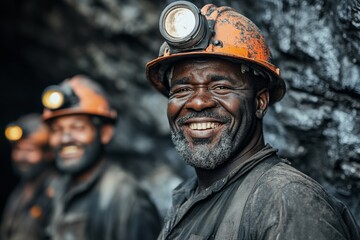 Fototapeta premium miners worker underground ore mining