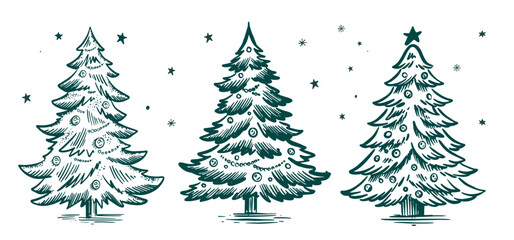 Christmas tree hand drawn illustration	
