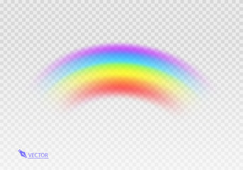 Graphic rainbow with transparent background  Shape arch realistic isolated on white transparent background. Colorful light and bright design element Vector illustration