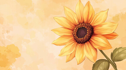 Obraz premium Sunflower illustration on light beige background