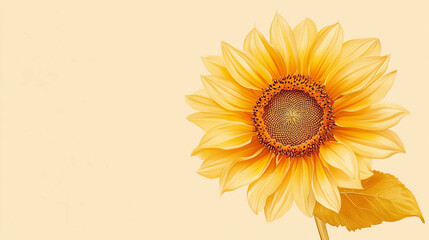 Sunflower illustration on light beige background