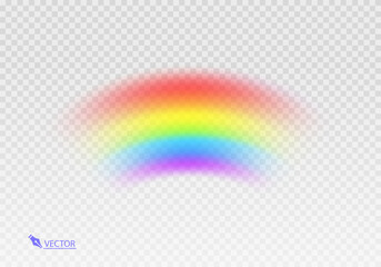 Graphic rainbow with transparent background  Shape arch realistic isolated on white transparent background. Colorful light and bright design element Vector illustration
