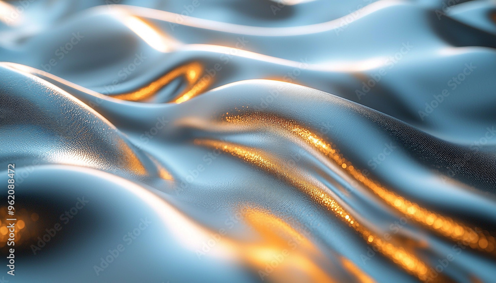 Poster shiny metallic wave pattern on futuristic glowing backdrop generated by ai