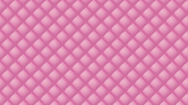 Upholstery quilted background animation. Pink leather texture sofa backdrop. 4K seamless loop animation