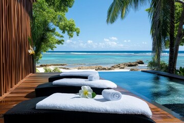 Obraz premium Honeymoon spa retreat, massages and relaxation, rejuvenating getaway lets couples unwind and refresh with pampering spa treatments and serene surroundings