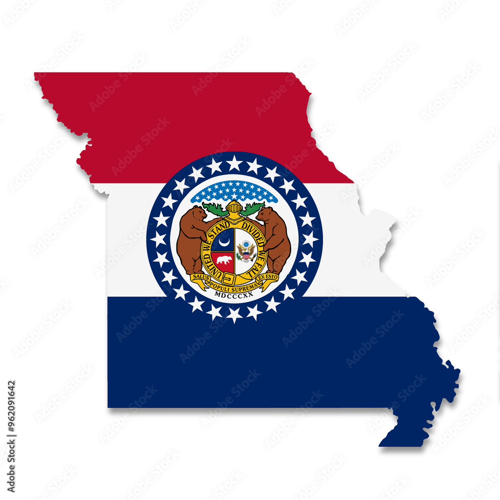 Poster Missouri State Flag Map with clipping path