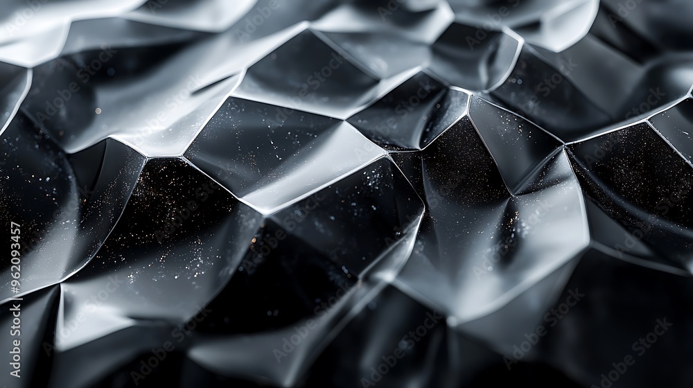 Poster abstract black and white geometric texture with depth and dimension.