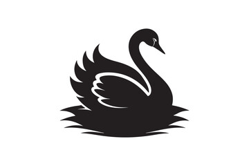 Swan silhouette vector illustration, Swan silhouette vector, Swan silhouette 