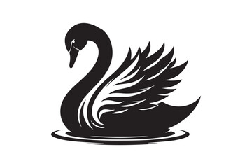 Swan silhouette vector illustration, Swan silhouette vector, Swan silhouette 