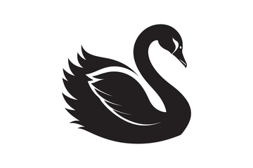 Swan silhouette vector illustration, Swan silhouette vector, Swan silhouette 