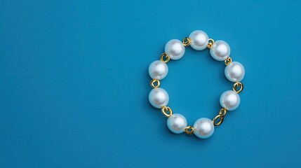 Obraz premium Flat lay of a bold statement necklace with chunky gold links and pearl accents, Jewelry, Timeless design
