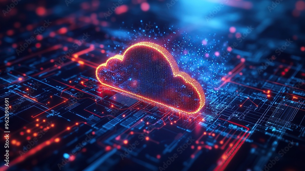 Poster cloud computing network with digital infrastructure