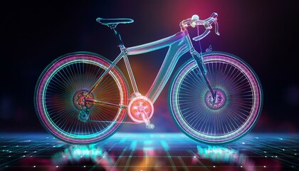 Fototapeta premium a digital hologram of a bicycle.