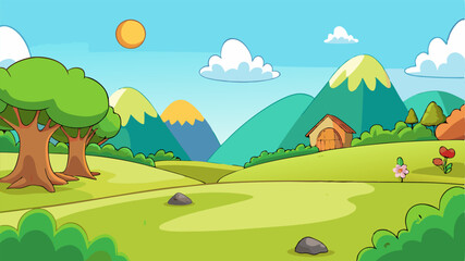 landscape with trees and hills vector illustration