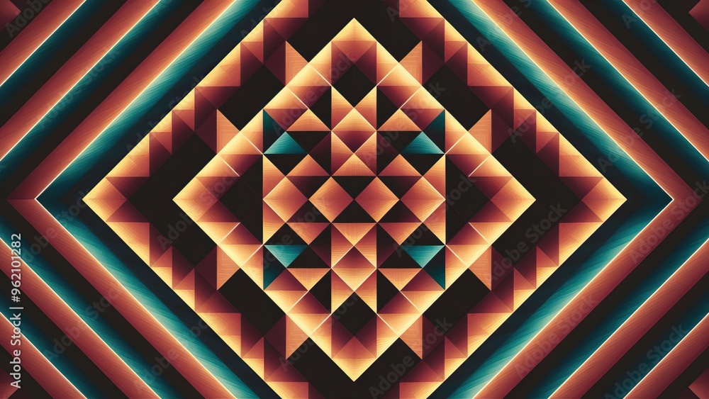 Poster abstract geometric design featuring vibrant diamond patterns and bold colors creating a modern visua