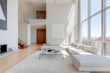 Modern Loft Living Room with Modular Sofa and Neutral Palette