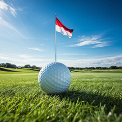 Obraz premium Closeup of Golf Ball on Green Fairway