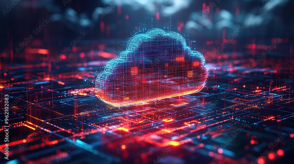 Poster cloud computing network with digital infrastructure