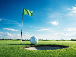 Obraz premium Closeup of Golf Ball on Green Fairway