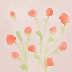 Abstract Rose flower on pink background, water, color style digital painting