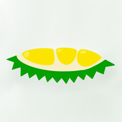 Peeled Durian Fruit Ripe Delicious, flat icon illustration. Peeled Durian Fruit Ripe Delicious Illustration