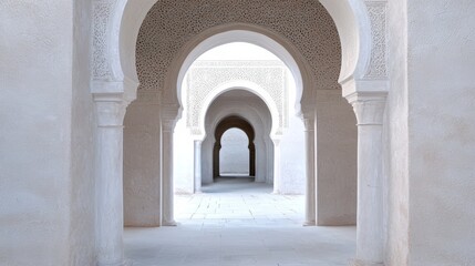 Obraz premium Symmetry in Islamic Archways and Doorways, Discuss the use of symmetry in the design of Islamic archways and doorways, highlighting how these elements frame entrances and create a sense of harmony