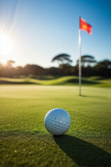 Obraz premium Closeup of Golf Ball on Green Fairway